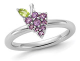 1/5 Carat (ctw) Amethyst Grape Ring in Sterling Silver with Peridot